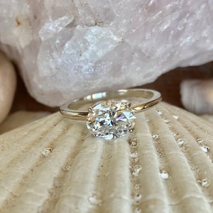 14k Oval Moissanite Engagement Ring, Moissanite Engagement Ring, East West Setting, Solitaire Engagement Ring, Ethically Sourced