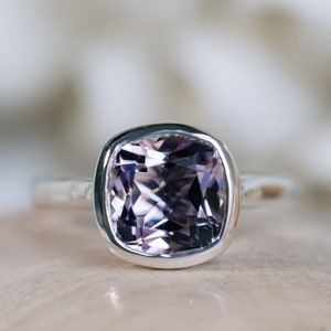 14k Rose De France Amethyst Ring, Bezel Set Amethyst Ring, Cushion Cut Amethyst Ring, Amethyst Solitaire Ring, Lavender Amethyst