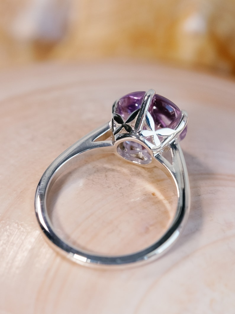 Flower Gemstone Ring Five Petal Flower Ring Rose De France - Etsy