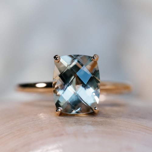 Antique Green Amethyst Engagement Ring