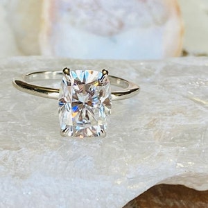 Antique Cushion Cut Moissanite Engagement Ring, Elongated Cushion Cut Ring, Moissanite Engagement Ring, Moissanite Solitaire, Conflict Free