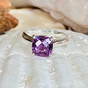 Alexandrite Ring, Alexandrite Engagement Ring, Gold Alexandrite Ring, Cushion Cut Alexandrite, June Birthstone, Bridesmaid Gift image 1