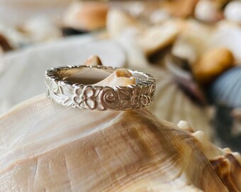 女性用ヴィンテージスタイル結婚指輪、花柄結婚指輪、ゴールド
