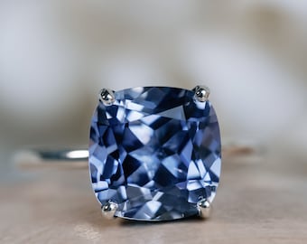 14k Sapphire Ring, Cornflower Blue Sapphire, Cushion Cut Sapphire Ring, Lab Created Sapphire, Conflict Free, Ethically Sourced