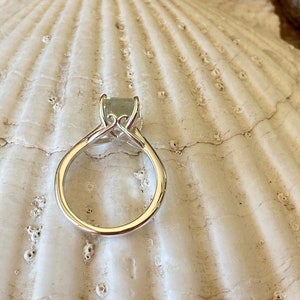 Prasiolite Ring, Green Amethyst Ring, Emerald Cut Prasiolite Ring, 2.00ct Emerald Cut, Prasiolite Solitaire Ring image 4