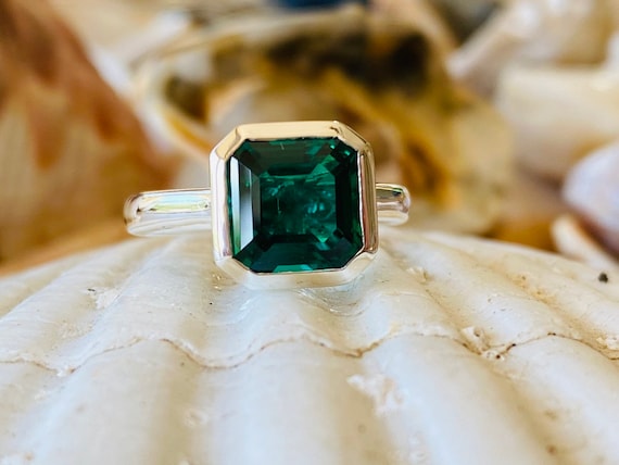 3Ct Asscher Cut Lab Created Emerald Women's Wedding Ring 14K White Gold  Finish | eBay