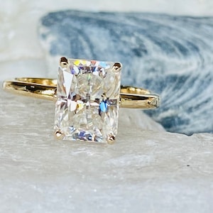 Radiant Cut Moissanite Engagement Ring, Radiant Cut Engagement Ring, Radiant Cut Solitaire, 3.00ct Radiant  Cut, Solitaire Engagement Ring