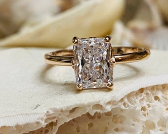 Radiant Cut Moissanite Engagement Ring, Radiant Cut Engagement Ring, Radiant Cut Solitaire, 2.00ct Radiant  Cut, Solitaire Engagement Ring