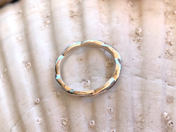 Bague Ancienne En Argent Massif 925 – Taille 52 – Jonc Torsadé – Occasion