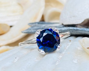 Blue Sapphire Ring, Sapphire Engagement Ring,  Sapphire Solitaire Ring, 2.00 Carat Sapphire Ring, September Birthstone