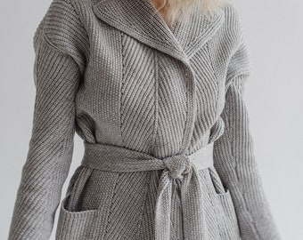 Long cardigan for women, Wool Oversized cardigan, Open front chunky cardigan