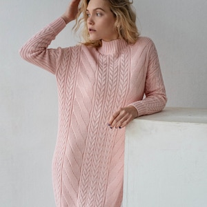 Zopfmuster Kleid für Frauen Kleid knielang Bekleidung Strick Kleid Winter Geschenk für Mama viele Farboptionen