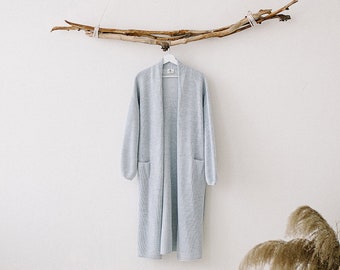 Grijs vest, oversized vest voor vrouwen, gehaakt vest, bohokimonovest, grof wollen vest, wollen jas dames