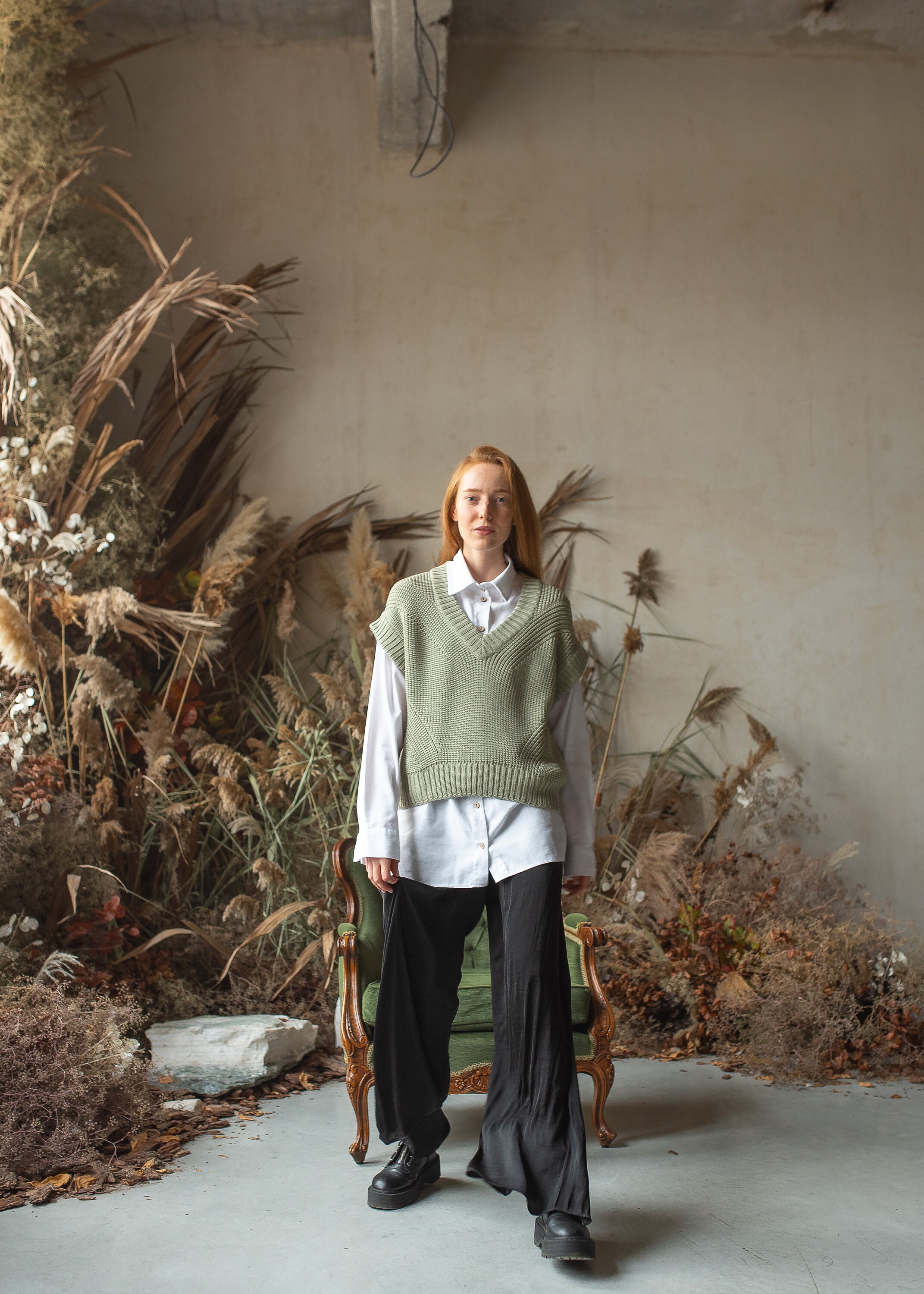 Grey Knitted Vest Loose Fit Vneck Vest Sweaters for Women Etsy