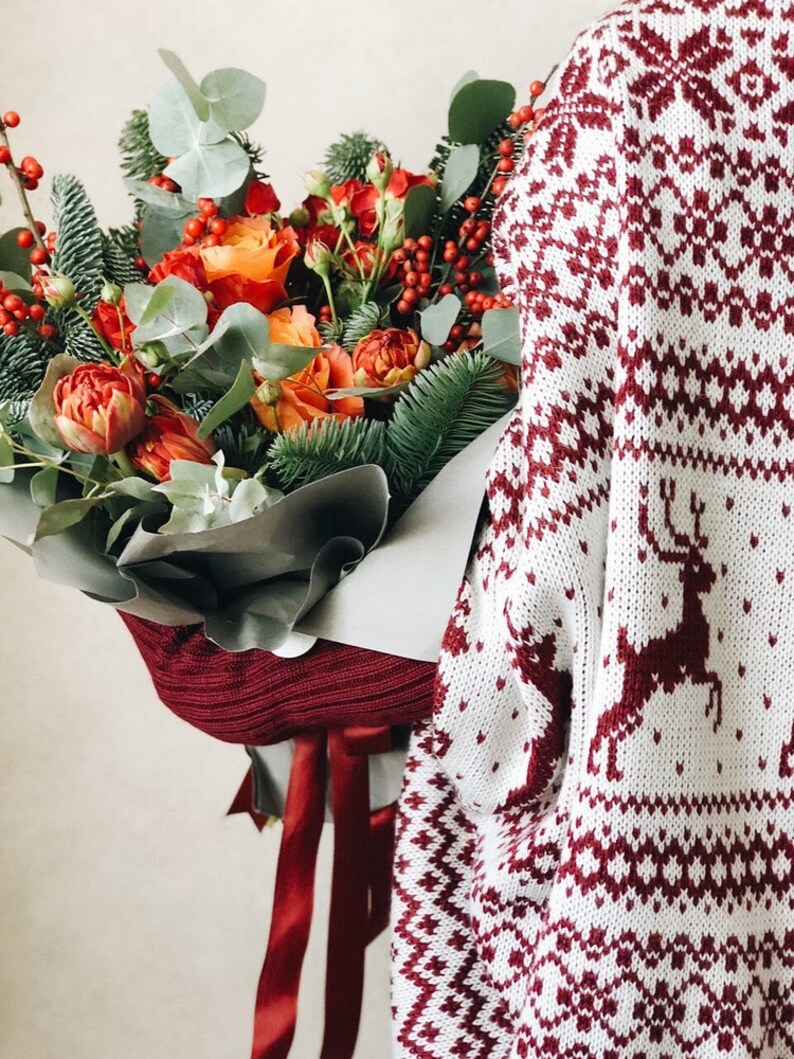 Basic clothing Knitted coat Red and White jacket Scandinavian Cardigan Chunky cardigan Oversize coat Loose knitwear Bordo Coat