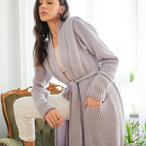 Mohair cardigan ,Gray long knit cardigan, Grey oversized cardigan, Crochet bohemian kimono, Plus size clothing, open front cardigan