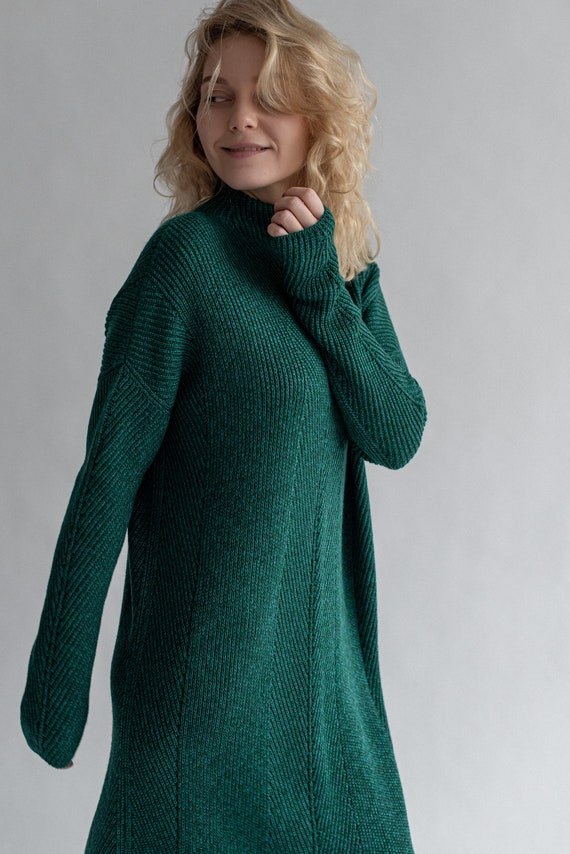 green sweater dress