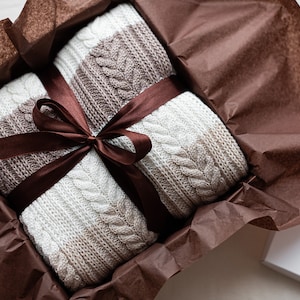 Wolldecke, Beige klobige Strickdecke, häkeln Babydecke