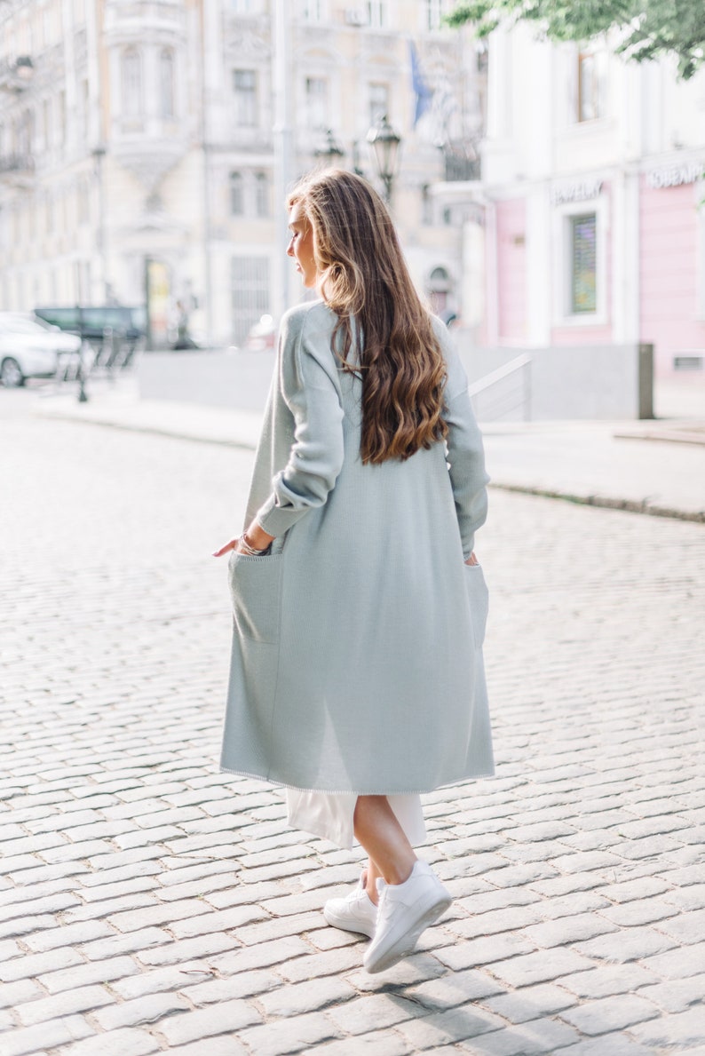 Gray Cardigan Oversized Coat Chunky Coat Loose fit clothing Basic Cardigan Summer cardigan Gift for Mom Long knitwear