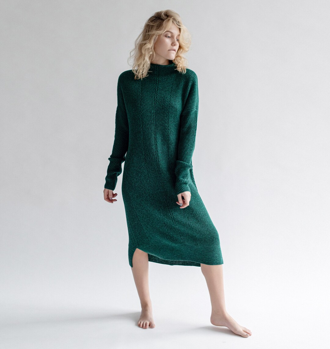 Pulloverjurk Lange Trui Jurk Dames Lange Jurk Van Merinowol