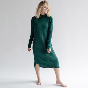 Green Sweater Dress, Turtleneck Knit sweater women,  Plus Size Maxi Dress, Oversized long sweater, Plus Size Clothing, Bohemian Clothing,