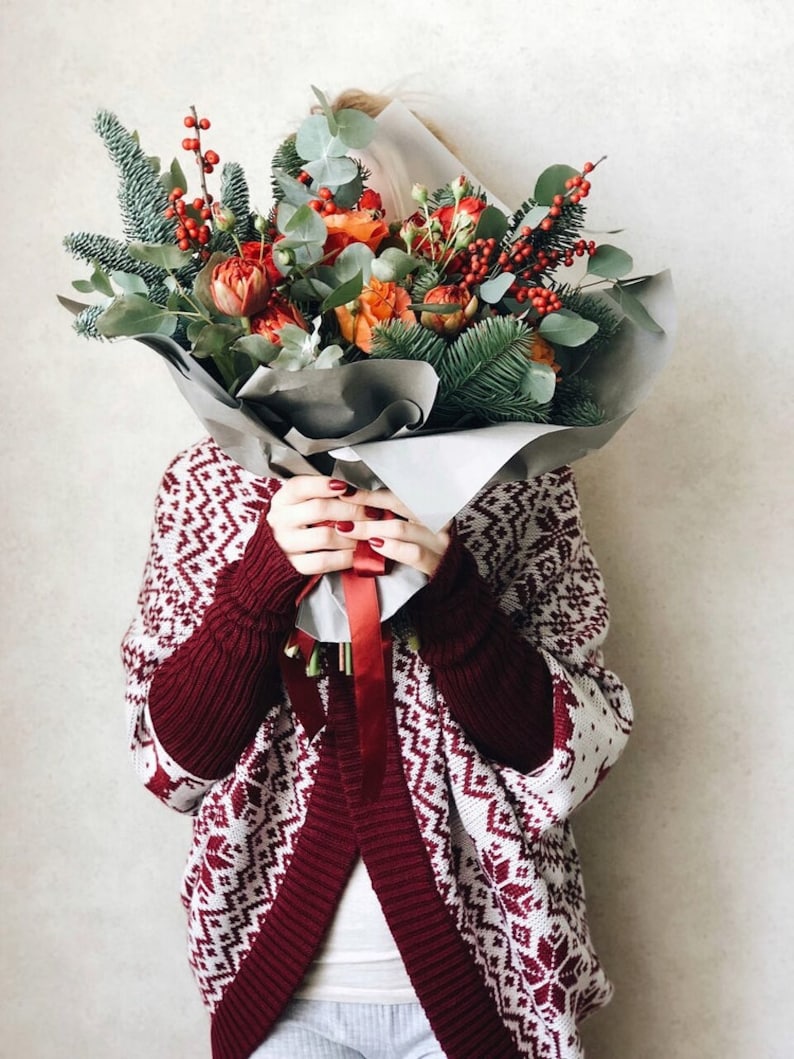 Basic clothing Knitted coat Red and White jacket Scandinavian Cardigan Chunky cardigan Oversize coat Loose knitwear Bordo Coat