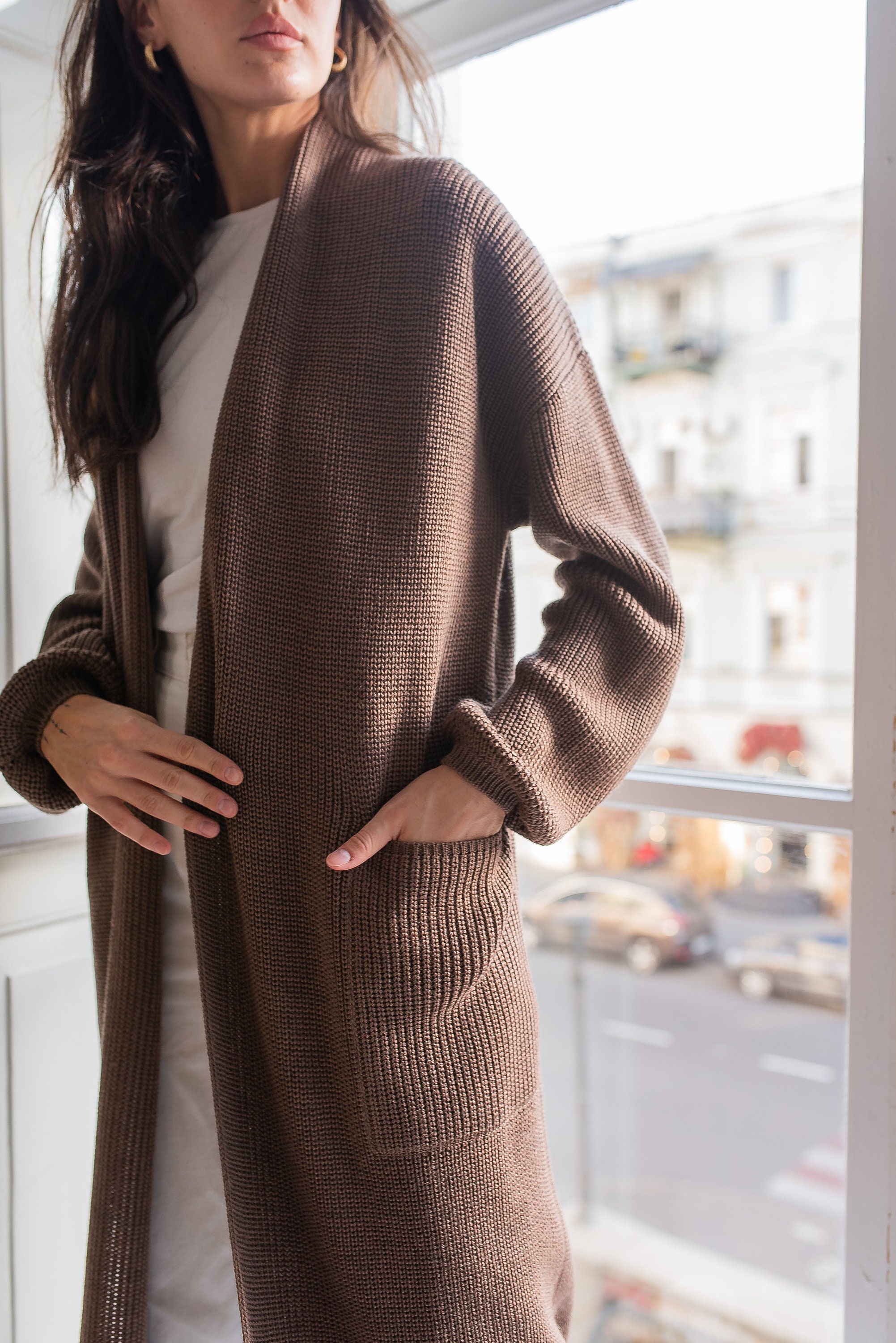 Beige cardigan for women Wool Oversized cardigan Chunky Etsy