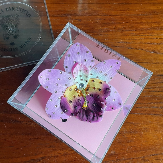 Rare Orchid by Tarina Tarantino in Silk, With Swarovski Pavé  display picture 1