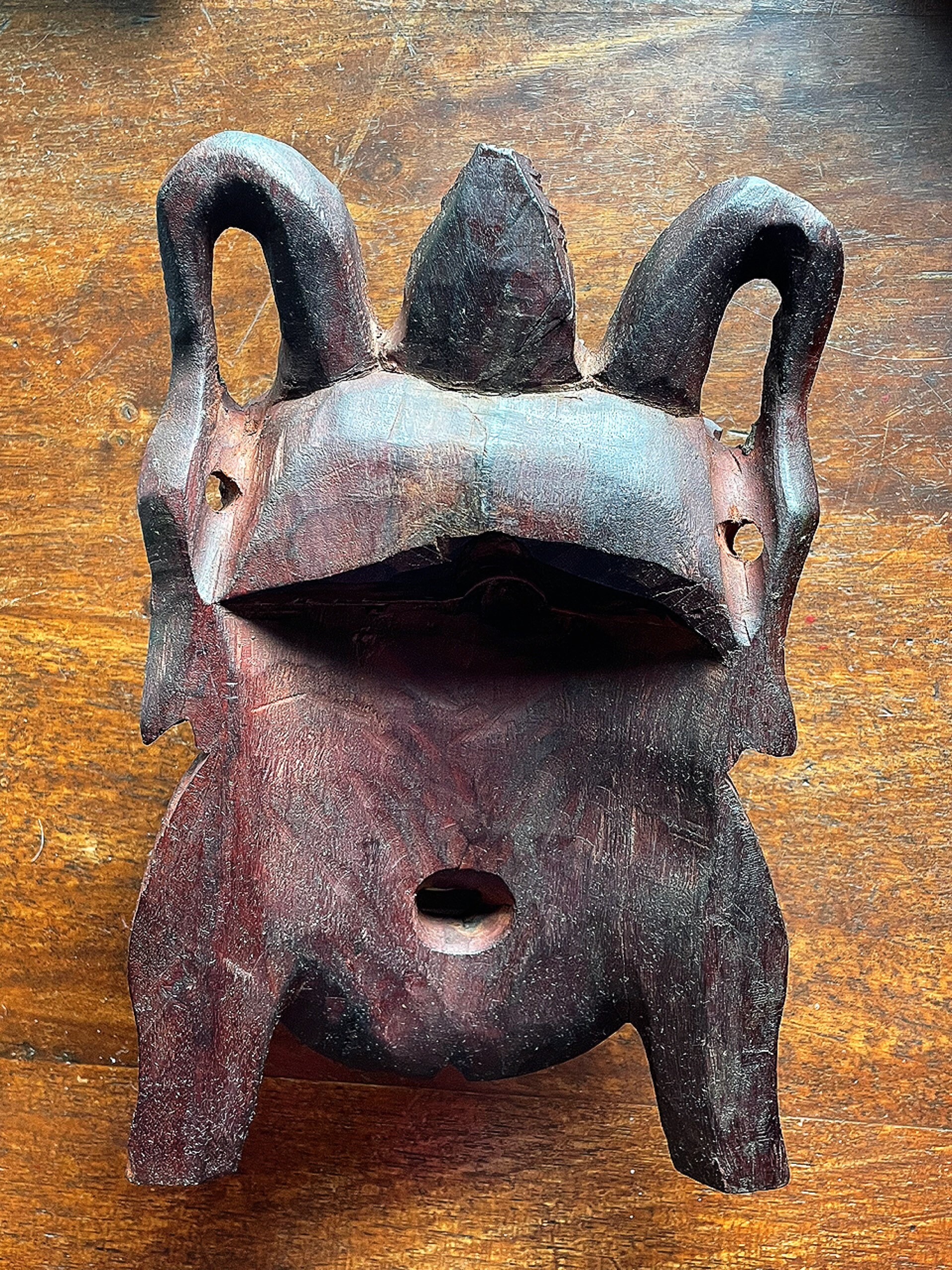 Carved Wooden Mask Depicting Chinese Emperor, 19th Century