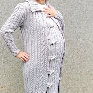 マタニティ服、妊婦用冬コート、妊婦用グレーカーディガン、マタニティ服、妊婦用ドレス、マタニティ服、マタニティニット