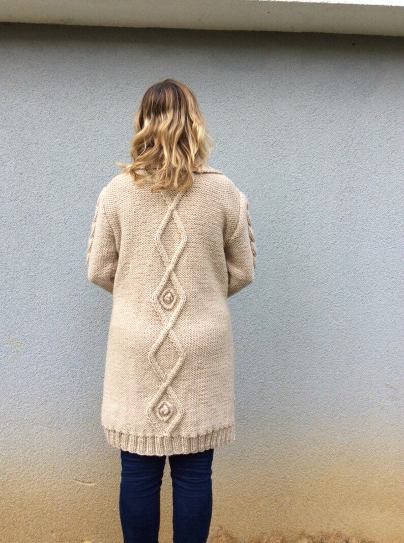 Ecru Cable Knit Cardigan Winter Overcoat Boyfriend Cardigan Etsy