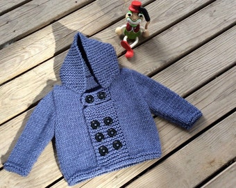 Blue Knitted Baby Cardigan, Baby Boy Sweater, Newborn Boy Coming Home Outfit, Hand Knit Clothing, Newborn Baby Boy Knitwear, Baby Girl Coat