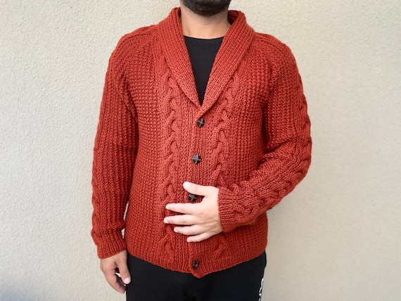 Chaqueta de punto de trabajo hombre. Cardigan con bolsillos hombre.