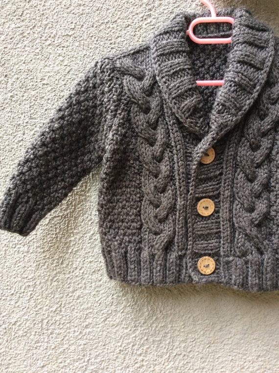 Gray Knitted Baby Cardigan Baby Boy 