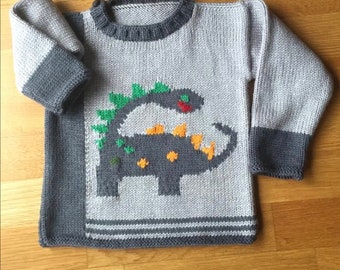 Hand Knit Baby Sweater, Dinosaur Boys Sweater, Custom Knit Sweater, Baby Knitwear, Baby Boy Winter Outfit, Boys Sweater