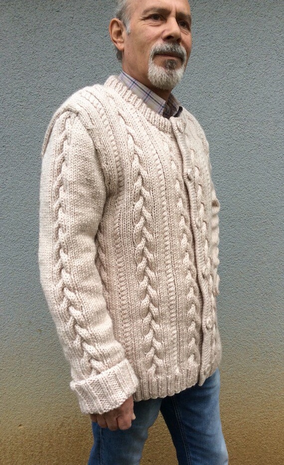 Mens cable knit sweater with elbow patches cheap