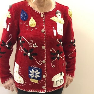 クリスマスカーディガン、女性用ボーイフレンドへのクリスマスプレゼントカーディガン、ケーブル編みグランジセーターコート、ミディアムオーバーコート、カスタムオーダーニット、