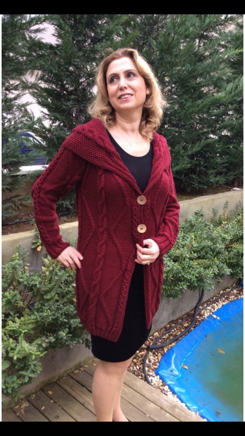 Merino Yarn Cream Knitted Coat Plus Size Long Overcoat Oversized Knitwear Cable Knit Sweater Merino Wool Cardigan Boyfriend Cardigan