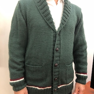グレートギャツビーカーディガン、1920年代のカーディガン、手編みのメンズオーバーコート、ケーブルステッチショールカラー、メンズギフト、ウールウエストコート、ヴィンテージ衣類