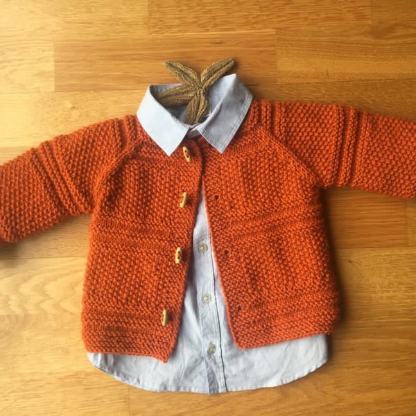 Cinnamon Knitted Baby Cardigan, Baby Boy Cable Sweater, Hand Knit Winter Coat, Coming Home Outfit, Baby Knitwear, Birthday Gift