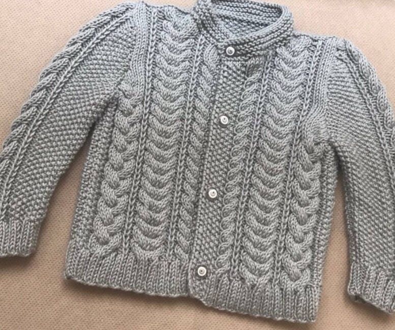 Baby boy top cable knit cardigan
