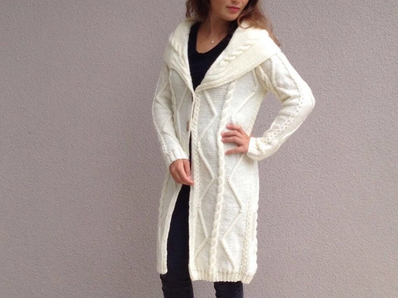 long cream knit cardigan