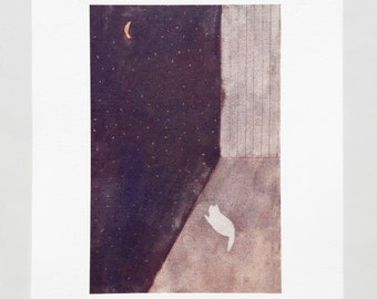 Staring in the night / risograph print