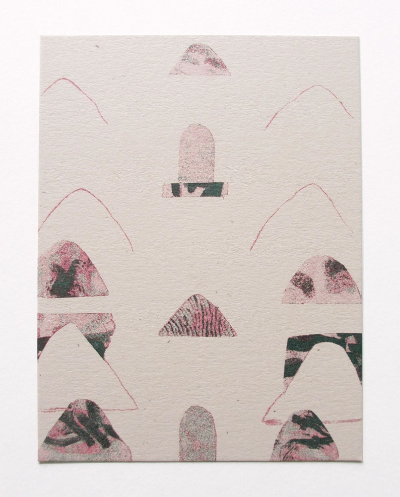 Bergs / risograph postcard image 1