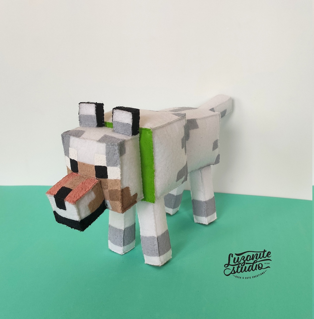 Inspired by Minecraft Handmade Tamed Pale Wolf Plushie Made to - Main Image