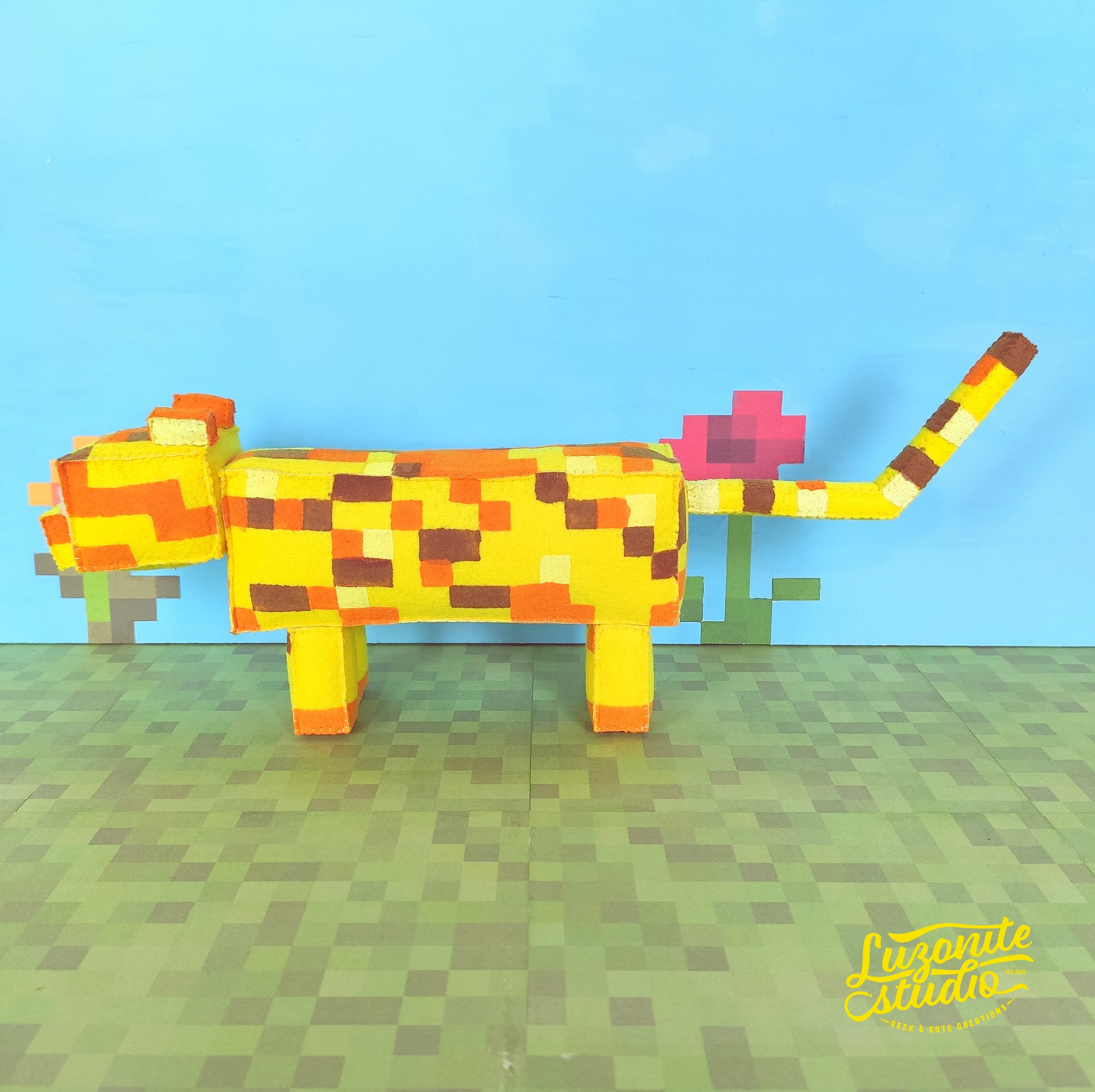 Handmade Felt Minecraft Ocelot Inspired Stuffed Animal - Etsy Handmade Felt Minecraft Ocelot Inspired Stuffed Animal - Etsy