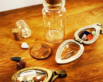 One Intention Pendant and your choice of 8 tiny gemstones that fit inside.