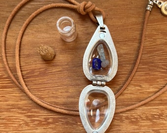 Intention Pendant on greek rolled leather cord