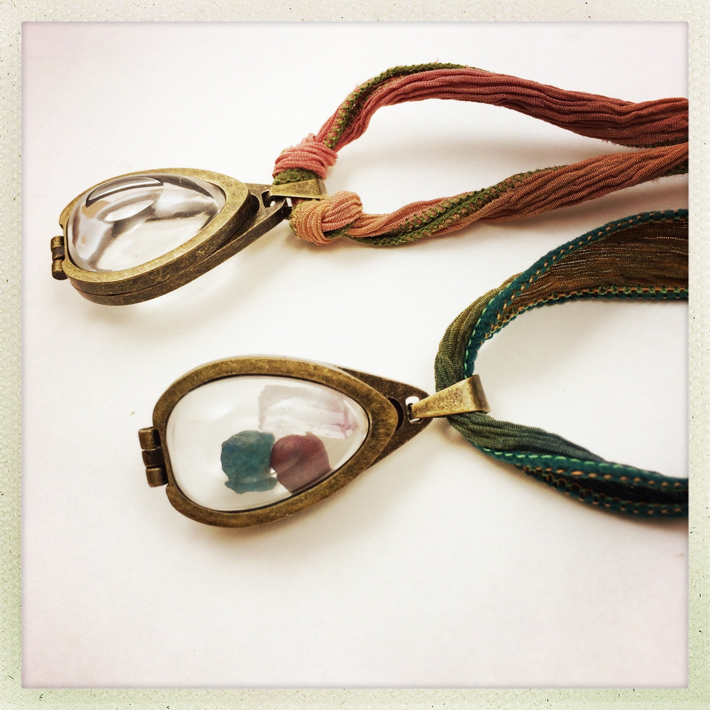 Intention Pendant - glass locket pendant