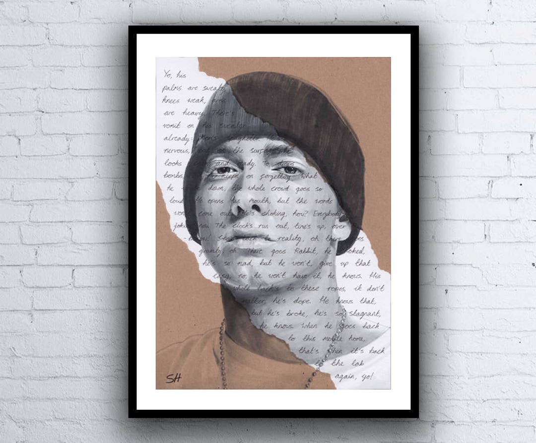 Eminem Portrait Art Print – Hand-drawn With Lose Yourself Lyrics